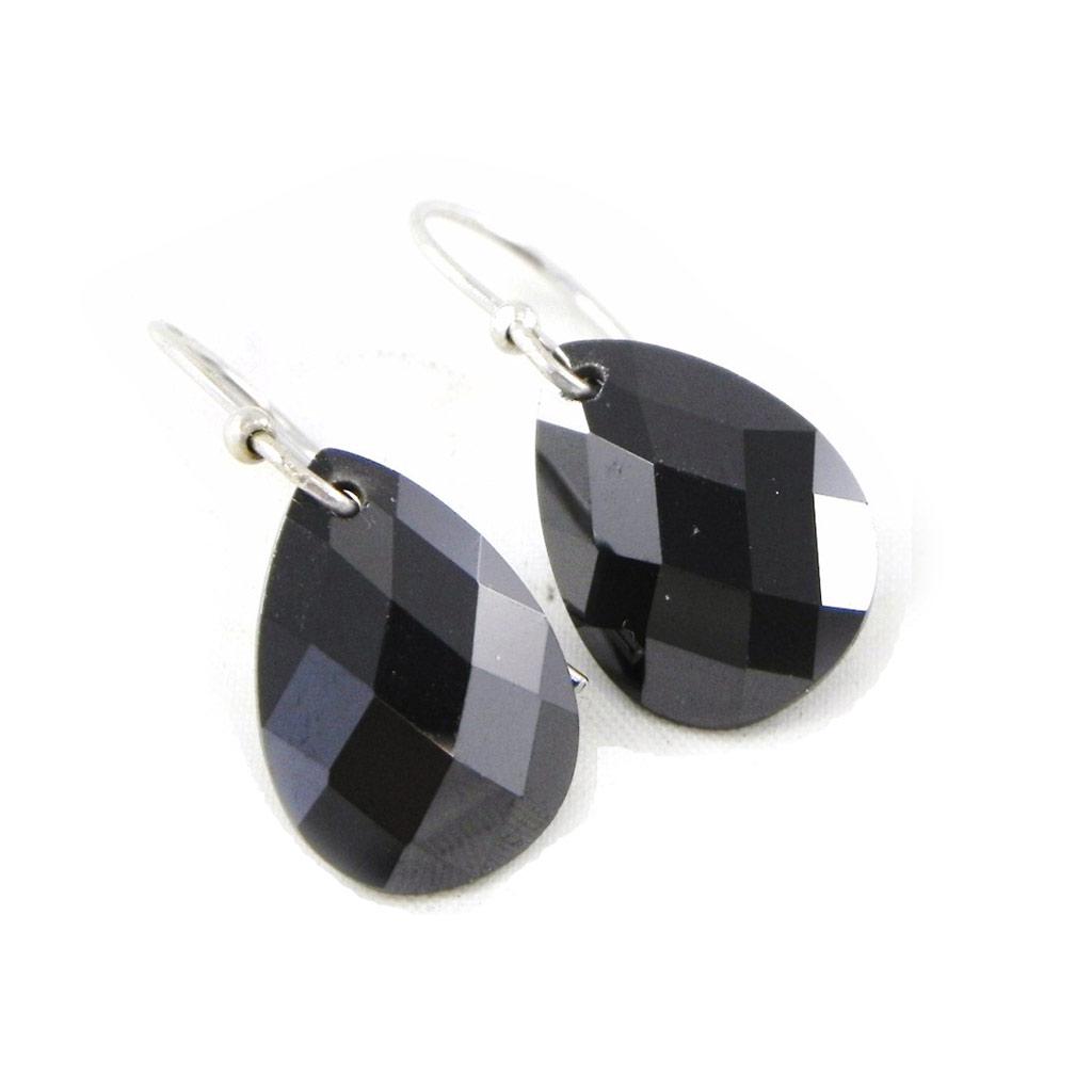 Les Trésors De Lily [C6920] - Silver Earrings 'Linda' Silver Black (rhodium-plated) - 15x12 Mm