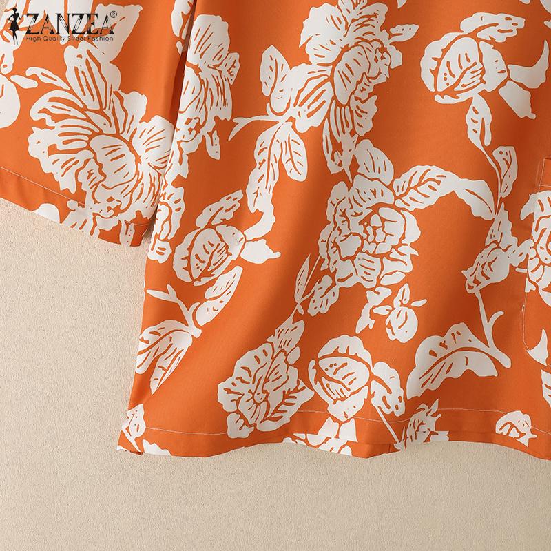 ZANZEA Women Casual Round Neck Summer Half Sleeve Print Blouse