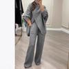 New Arrivals Women's Solid V-Neck One-Button Ruched Knitwear Set Two Piece Outfit
