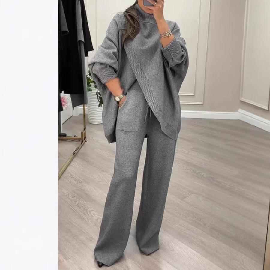 New Arrivals Women's Solid V-Neck One-Button Ruched Knitwear Set Two Piece Outfit