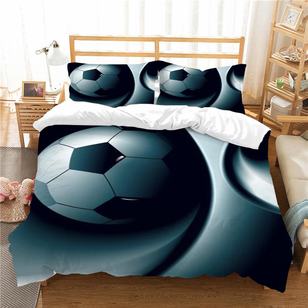 Garnitur Poszewek na Pościel z Nadrukiem 3D Piłki Nożnej Domowa Pościel Queen King Size Chłopiec Mężczyzna Nastolatek Dzieci Luksusowy Zestaw Poszewek na Kołdrę