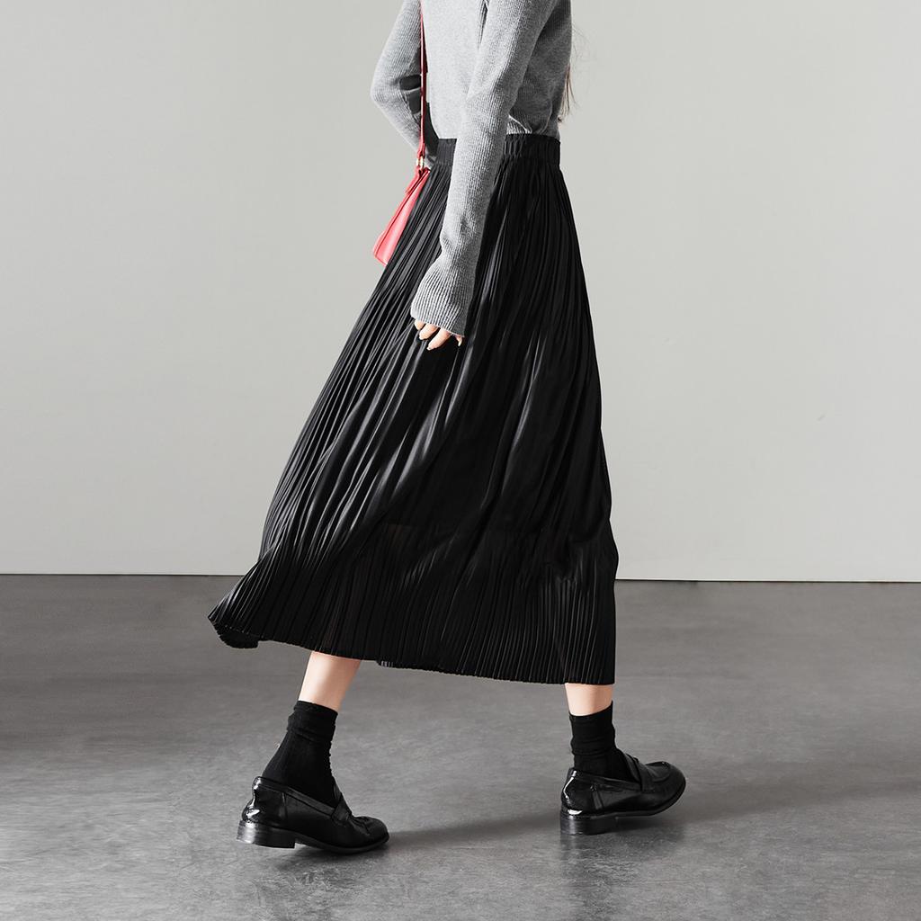 Fashionable High Waisted Pleated Skirt 2026 Spring Fashion Versatile Mid Length Skirt