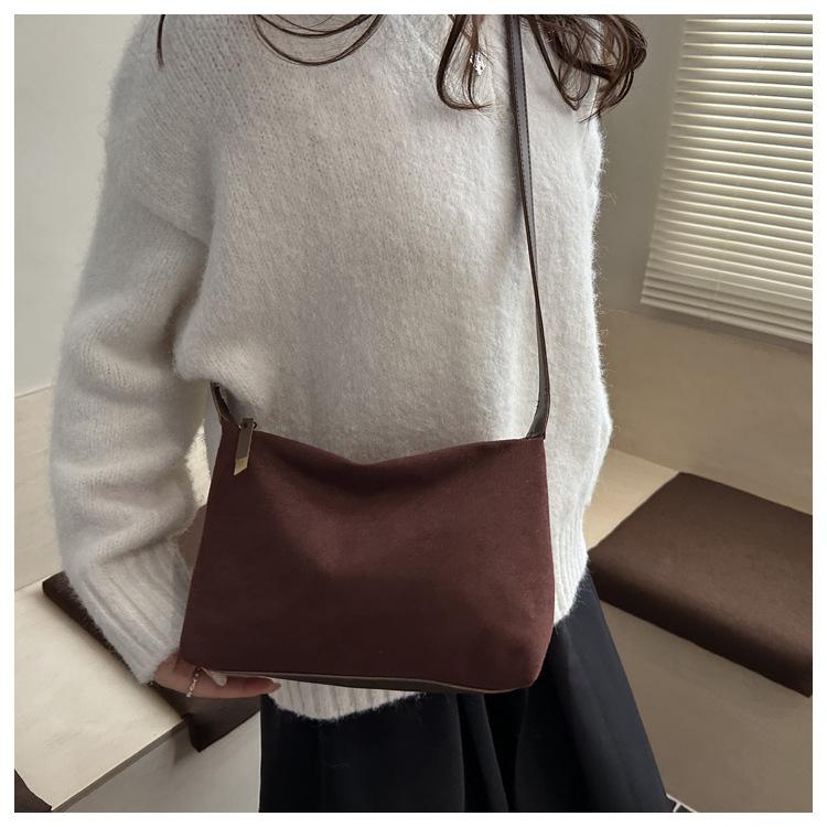 Faux Suede Lazy Tote Bag for Women Trendy Soft Shoulder Crossbody Purse