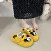 Cute Cartoon Mickey Non-slip and Versatile One-word Fluffy Slippers Women's 2025 Autumn and Winter New Thick-bottomed Warm Cotton Slippers