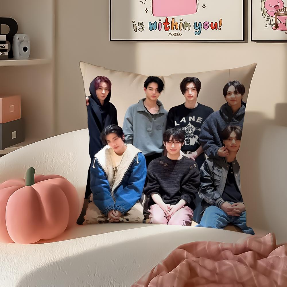 Korean Kpop Boy Group Superstar EENHYPEN Cushion Cover Pillowcase Short Plush Invisible zipper Room Sofa Cushion Cover