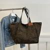 Große Kapazität Leopard Print Mode Schulter Tasche Herbst Einfache Personalisierte Tote Einkaufstasche