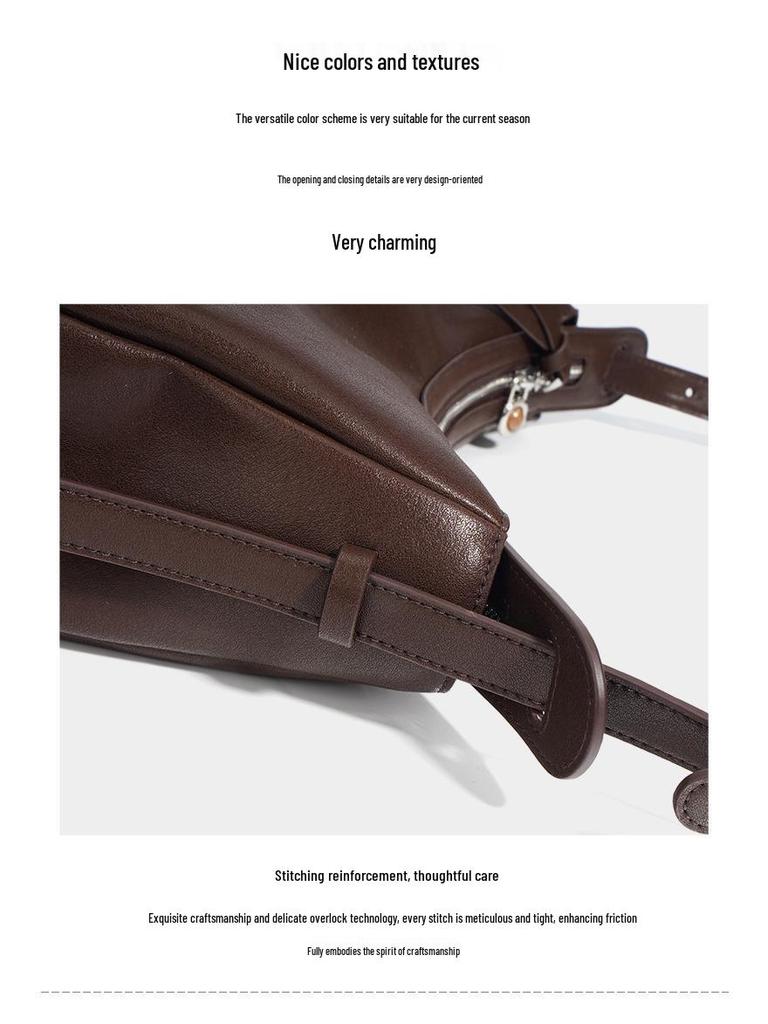 Women's Trendy 2025 Genuine Leather Crescent Crossbody Shoulder Bag