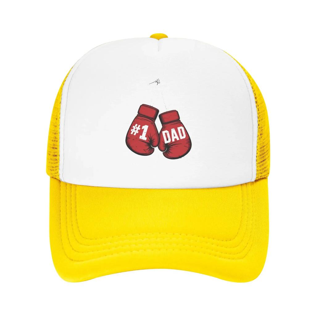 Father's Day 1 Dad Boxing Gloves Mesh Trucker Hat Casual Unisex Cooling Mesh-back Snapback Cap Adjustbale For Casual Wear