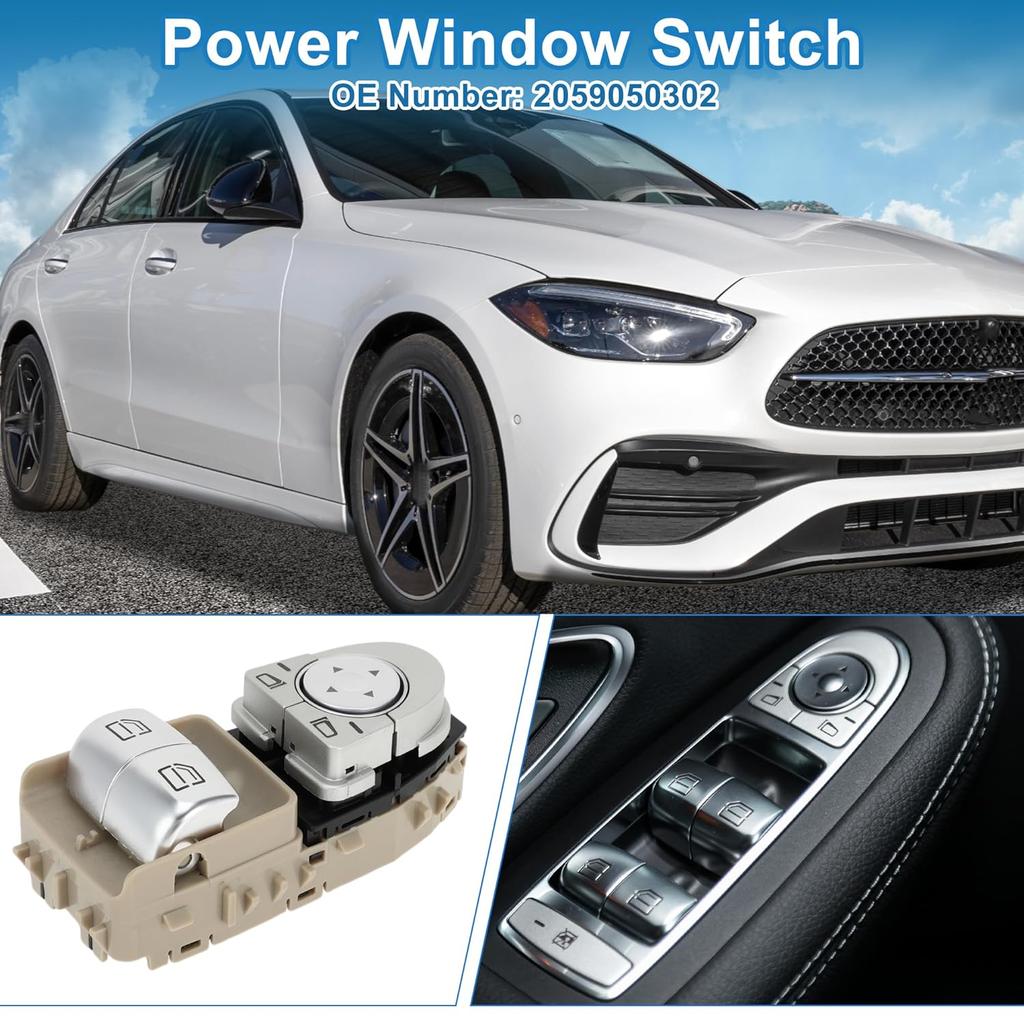 Power Window Switch No.2059050302 Window Control Switch for Mercedes-Benz C180 C200 C300 Beige