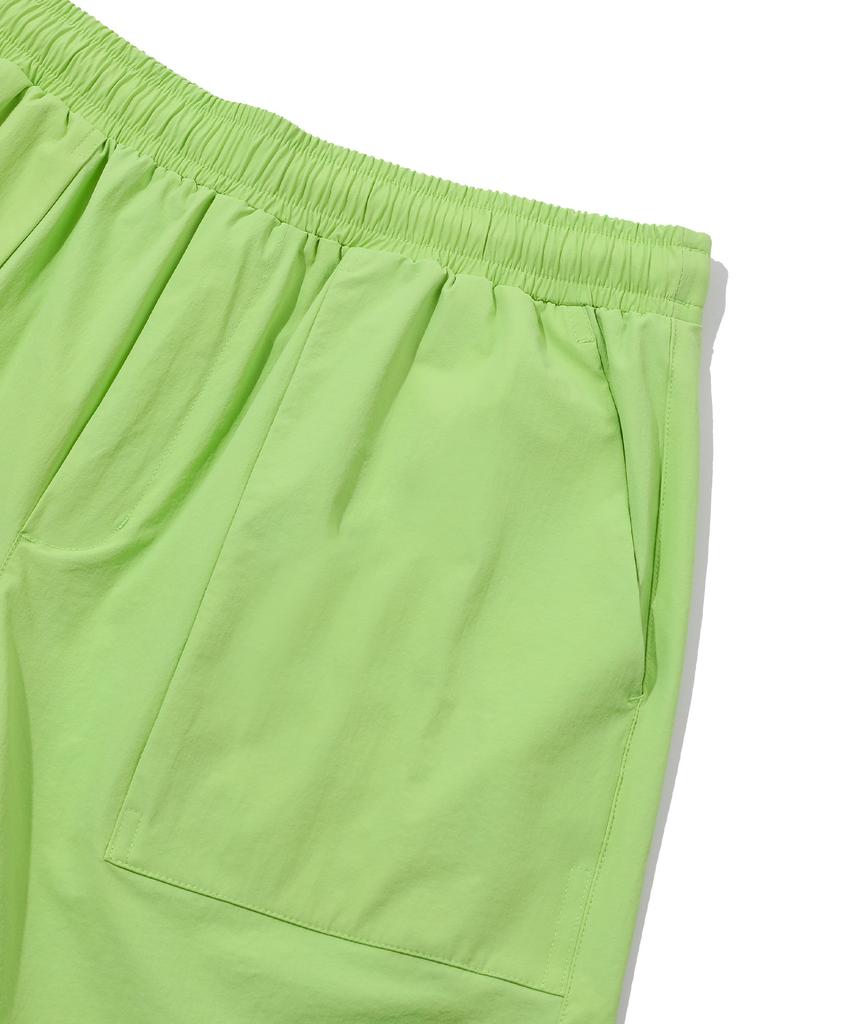 BEENTRILL Stand Collar Anorak Woven Setup Wide Fit Shorts (Neon Yellow)