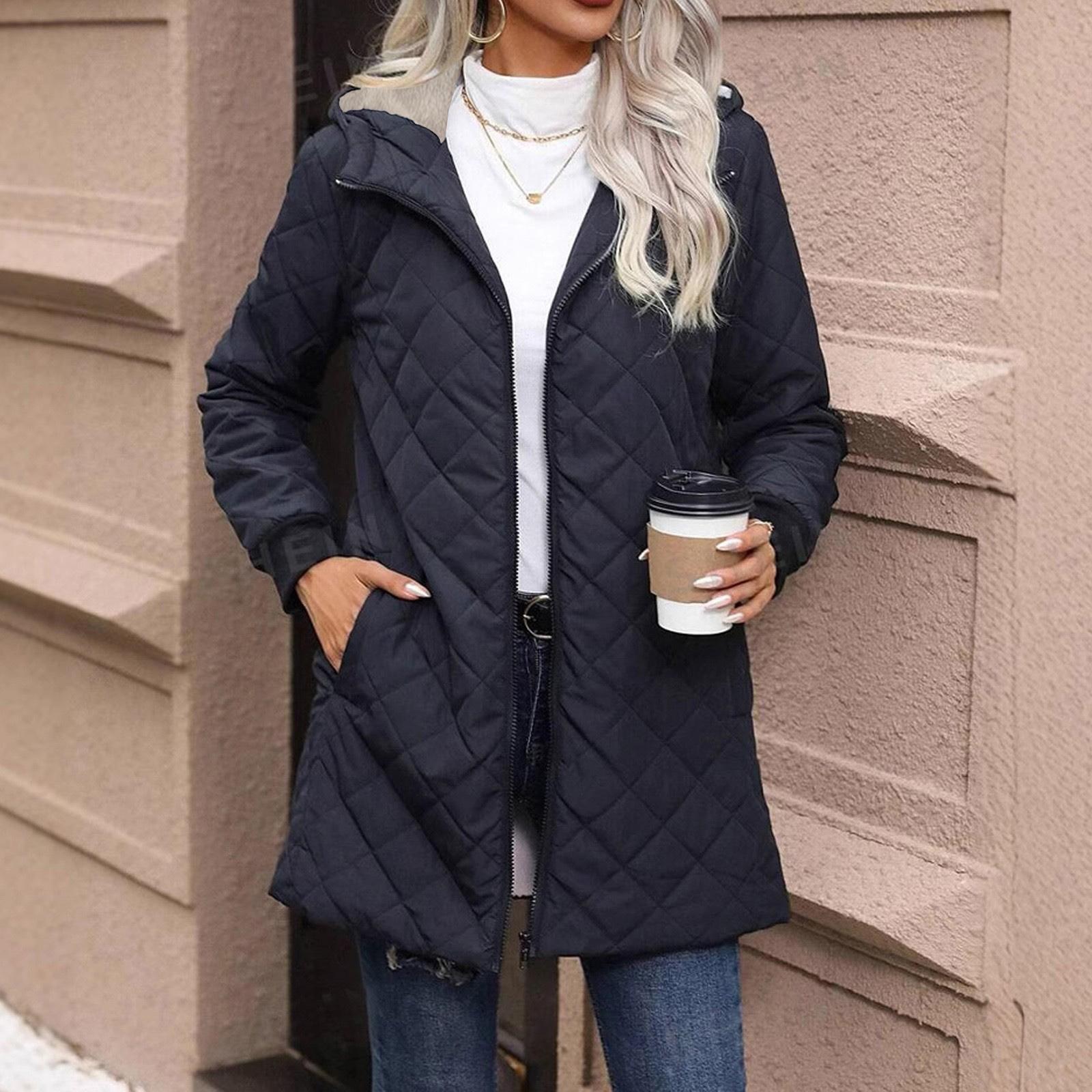 Womens Coats With Hood Outdoor Hooded Windbreaker Trench Coat Jacket XL чёрный