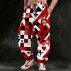 Pantaloni Jogger Denim cu Imprimeu Digital 3D pentru Bărbați - Croială Largă Americană și Margini cu Catarame - Pantaloni Lungi Street Hip-Hop