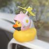 Car Broken Wind Small Yellow Duck With Helmet Airscrew Bicycle Moto With Straps Auto Pasted Accessories Interior Cycling Decor