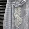 2026 Spring Women's Striped Sailor Collar Shirt Dress with Lace