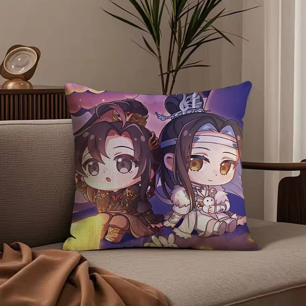 New Arrival Mo Dao Zu Shi Pillow Case Anti-dustmite Pillowcase Invisible zipper silky short plush Sofa cushion cover