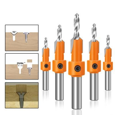 1/5pc 8mm Shank HSS Woodworking Countersink Router Bit Screw Extractor Remon Demolition for Wood Milling Cutter