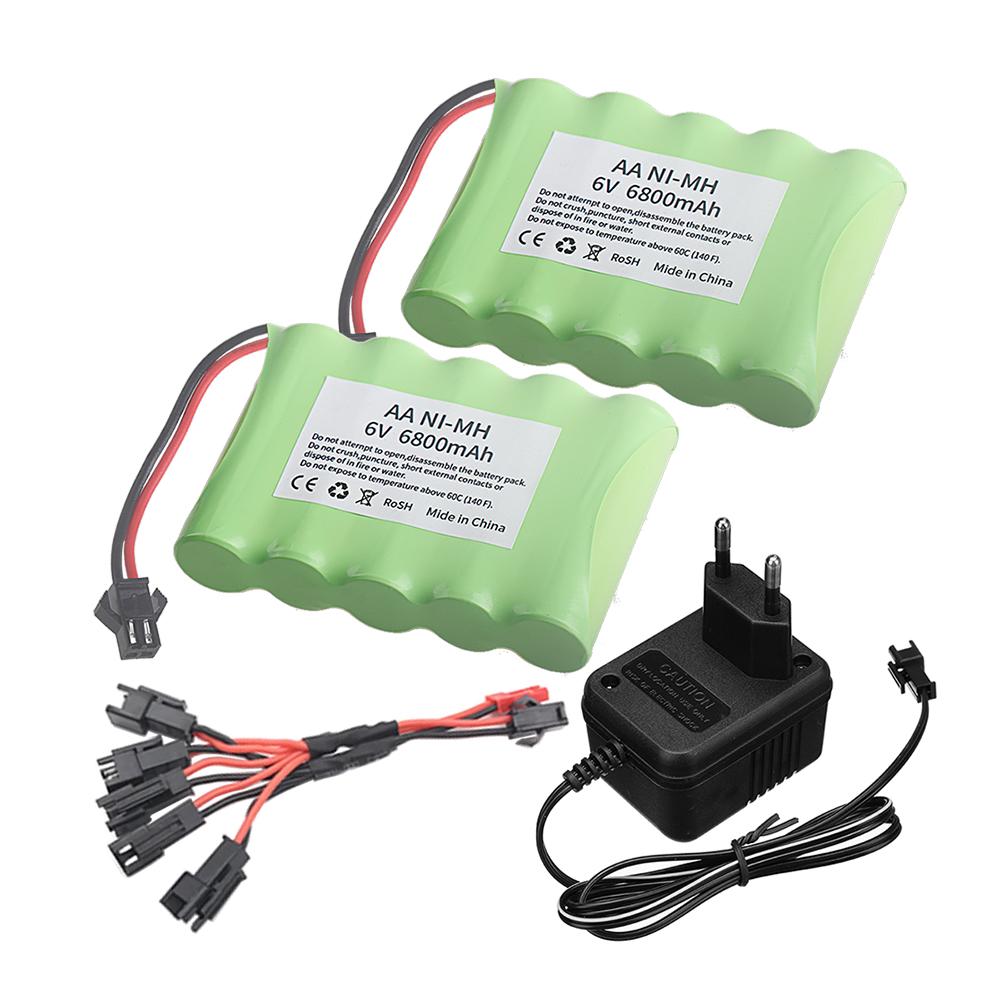 (SM PLUG) 6V 6800mAh NiMH Battery with USB Charger For Rc Toys Cars Tank Truck Robot Boats AA Ni-MH 6v Rechargeable Battery Pack