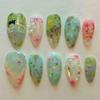 24Pcs French Almond False Nails Pink Stiletto Press On Nails With White Edge Design And Glue Simple Wearable Nail Tips