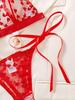 European & American Autumn Love Heart Bowknot Lingerie: Sexy Sheer Embroidered Design