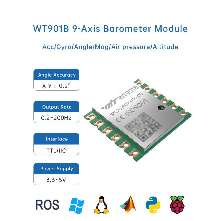 WitMotion WT901 9-Axis Inclinometer High-Accuracy Acc+Gyro+Angle (XY 0.2° Accuracy)+Electronic Compass with Kalman Filtering