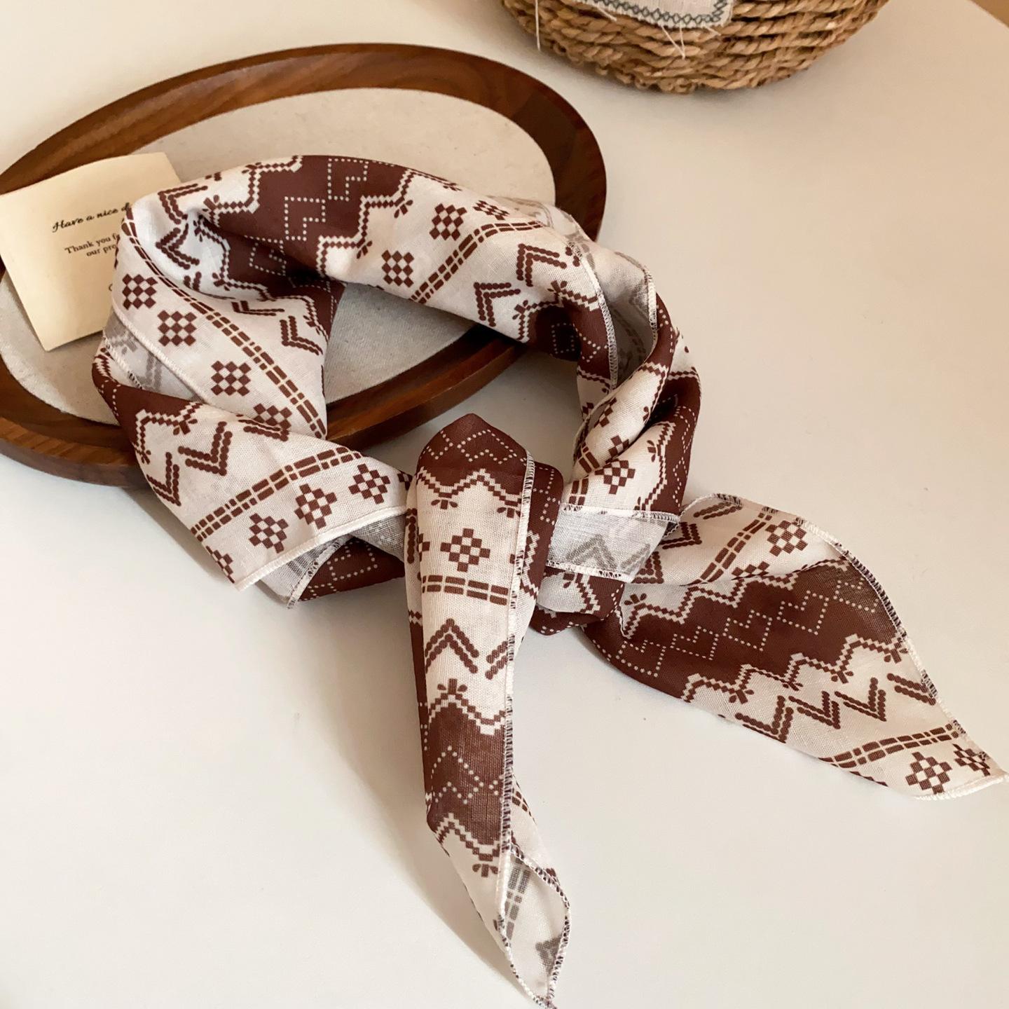 Осенне-зимний ретро-принт Maillard, горошек, шелковый шарф-ожерелье, женская цепочка для свитера