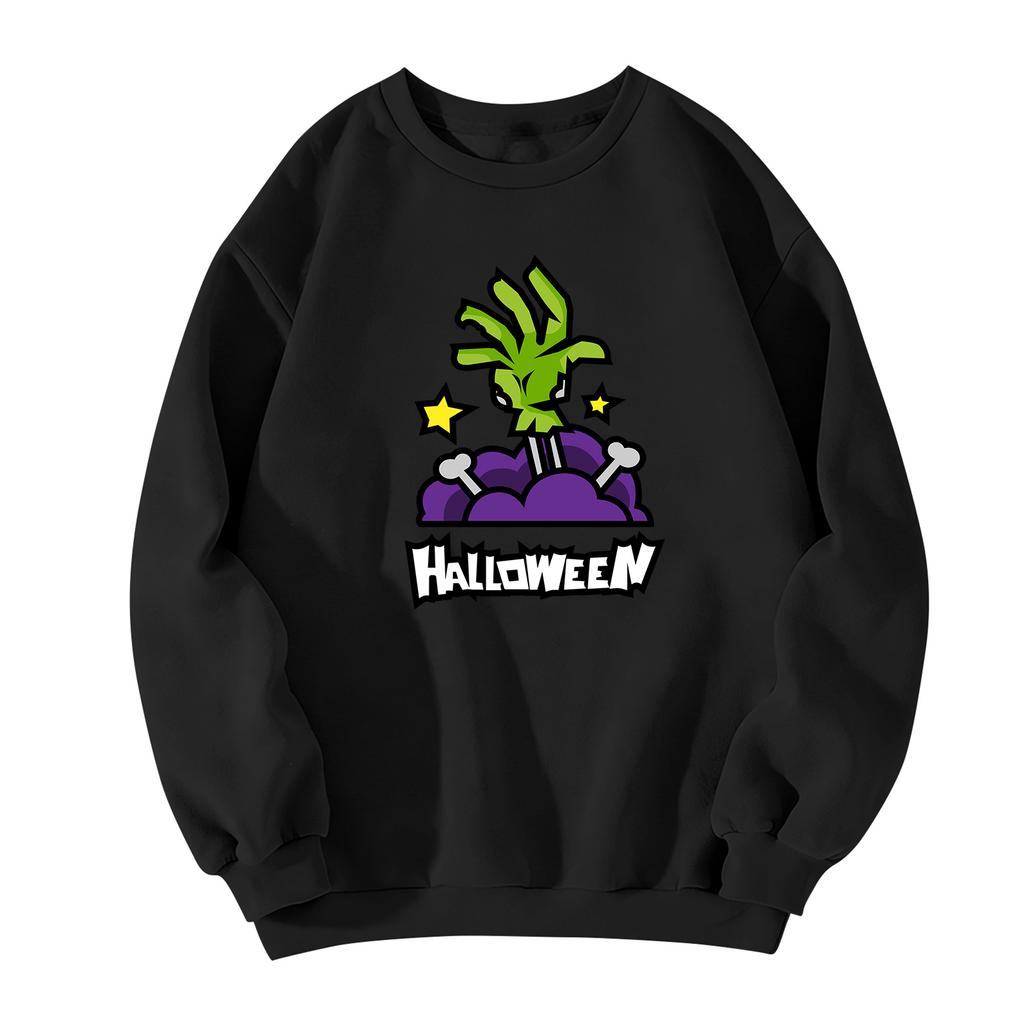 Men's Halloween Printed Long Sleeve T-Shirt Unisex Crewneck Casual Sports Top