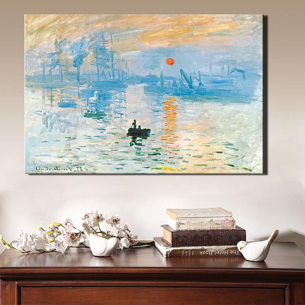 Famous Abstract Canvas Painting Claude Monet Impression Sunrise Digital Print Poster Wall Art Picture for Living Room Home Decor