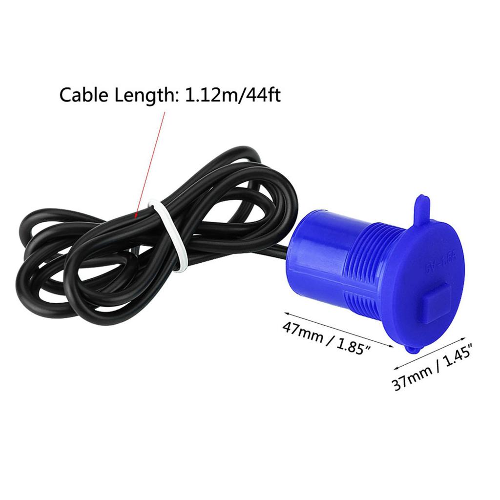 Universal Motorcycle USB Charger Socket Power Supply Port for Mobile Phone Waterproof Blue