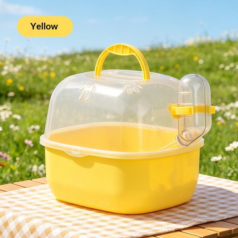 Portable Transparent Handheld Hamster Hare Cage With Transparent Cover Leakproof Water Bottle Handle Outdoor Hamster Home D