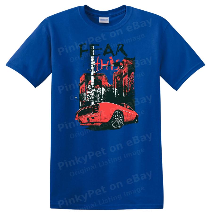 Red Sports Car Urban Scene T Shirt Graphic Vintage Cool Tee Design Art