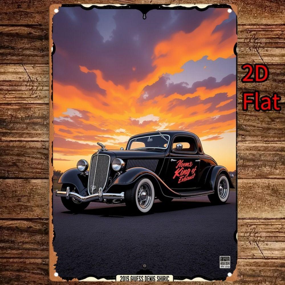 Vintage Metal Car Sign Decor Gift For Auto Lovers Garage Wall Art