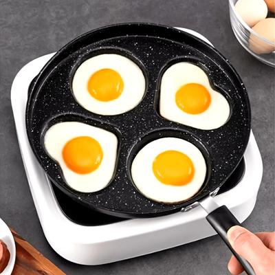 1 Stk. Edelstahl Antihaft-Bratpfanne, Mehrteilige Frühstückspfanne mit Burger- & Eierform, Griff, Kompatibel mit Gasherd