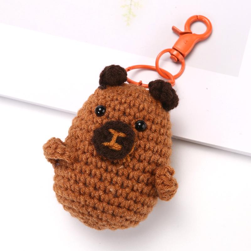 Handmade Fried Hair Sausage Frog Doll Keychain - Funny Bag Pendant