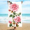 1pc Quick-Dry Beach Towel - Soft Pink Roses On Beige, Fast-Drying Microfiber Towel for Pool, Travel, Spa - Lightweight Highly