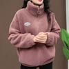 Lente Winter Dames Jas Staande Kraag Fleece Ritssluiting Jas Lange Mouw Effen Kleur Cardigan Houd Warm Sport Buitenkleding met Zakken