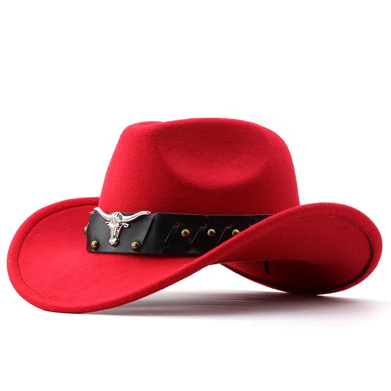 My Extreme Outdoor Activities Women's Red New Vintage Western Cowboy Hat For Men's Gentleman Lady Jazz Cowgirl With Leather Wide Brim Cloche Church Sombrero Hombre Caps Cm