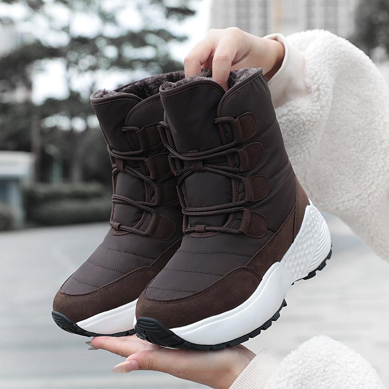 

Женские ботинки осень и зима новые хлопковые ботинки уличные высокие вельветовые теплые на толстой подошве хлопковые туфли зимние ботинки женские 42 коричневый