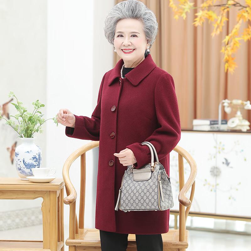 

Elderly Women s Autumn/Winter Wool Blend Mid-length Coat 5XL