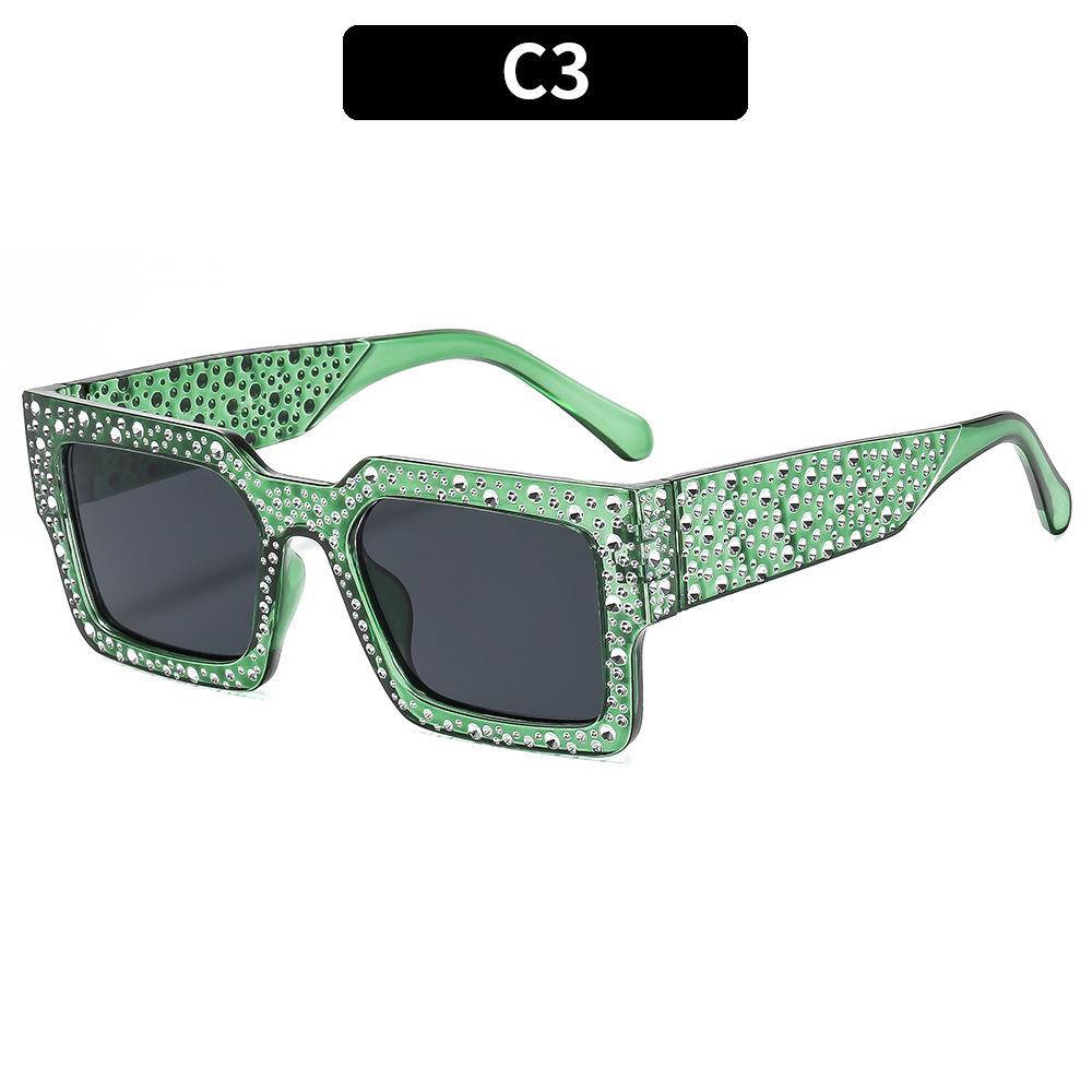 Fashion Large Frame Square Sunglasses, Personalized Versatile And Thin Retro Sunglasses, Women'S Street Photography Glasses With Diamonds