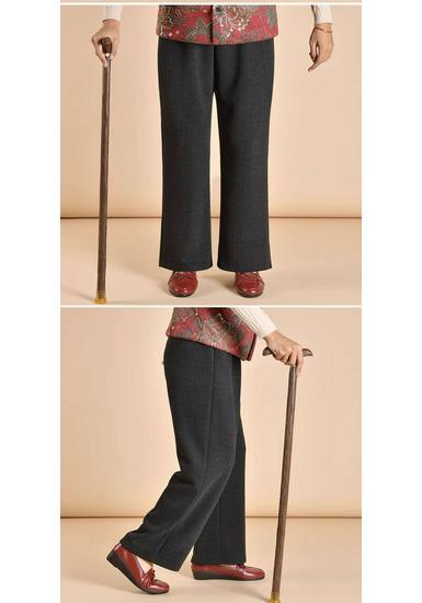 Chic Grandma Plus Size Woolen Pants, Fleece-Lined for Autumn/Winter 
