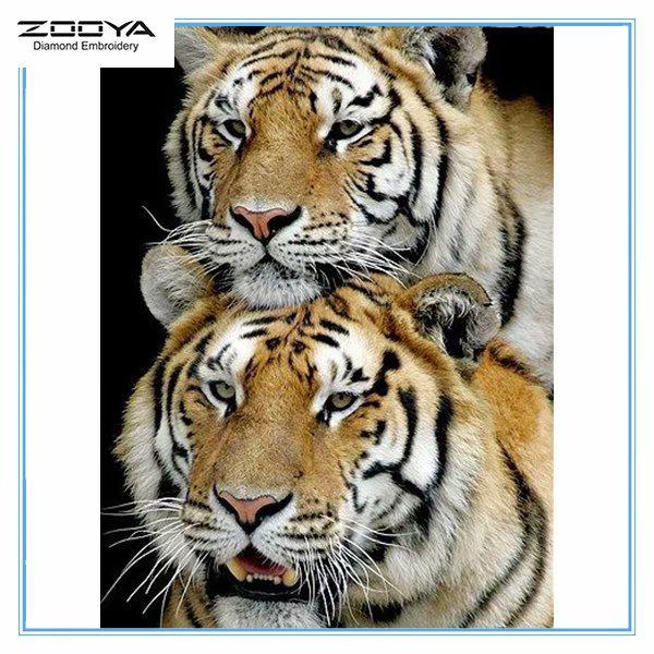 

ZOOYA DIY Алмазная картина Вышивка Полный дрель Алмазная мозаика Животное Тигр Вышивка крестиком Домашний декор