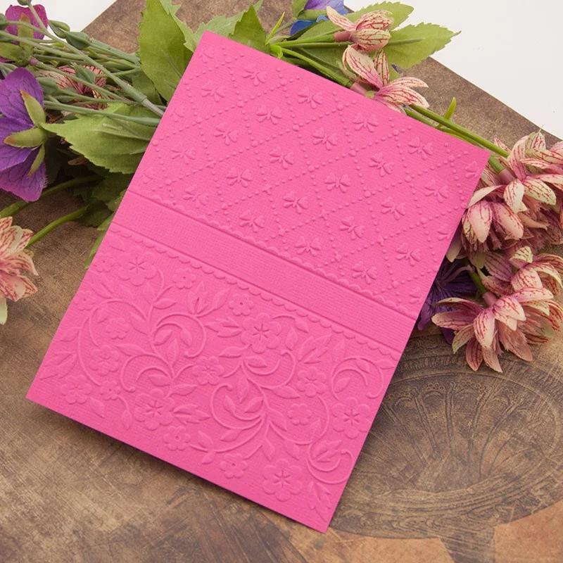 3D Embossed Folder for DIY Relief Craft Making Bowknot Flower Pattern Background Greeting Card Scrapbooking No Stamp Metal