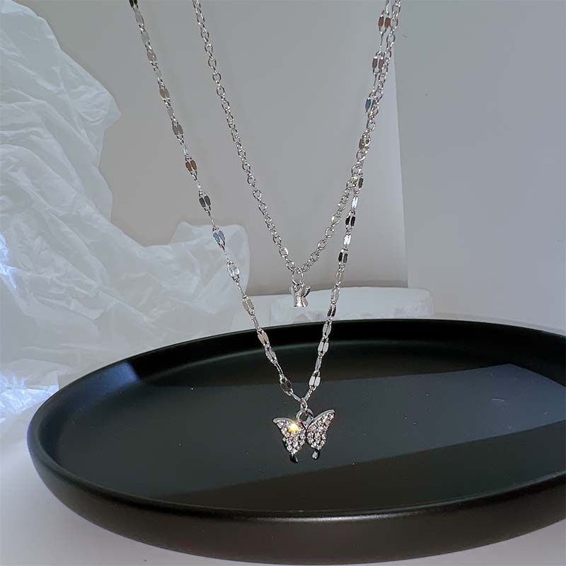 Y2K Shiny Star Necklace for Women Girls Silver Color Crystal Pendant Clavicle Chain Necklace Set Fashion New Trendy Party
