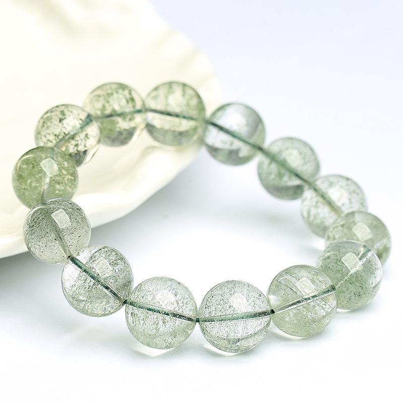 Hongchu Crystal Natural Star Sand Green Phantom Quartz Round Bead Bracelet Ice Star Sand, Thousand Layers of Green Phantom Bracelet