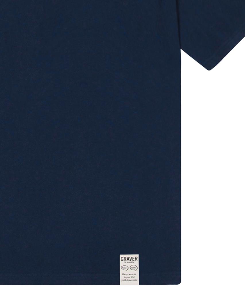 GRAVER [Unisex] Sealing Drawing Smile Short Sleeve T-Shirt_Navy