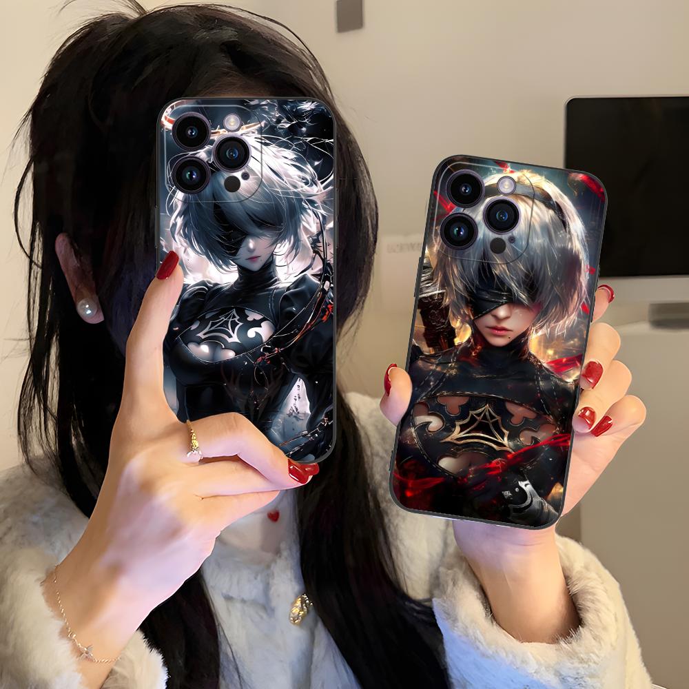 Nier 2B Automata Phone Case for iPhone 16 15 14 13 12 11 X XR XS 8 7 Pro Max Plus Mini Colour Printing Cover Cellphones Luxury