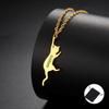 Customized Name Date Jumping Cat Necklace Stainless Steel Personalized Name Animal Charm Necklace Animal Jewelry Gift