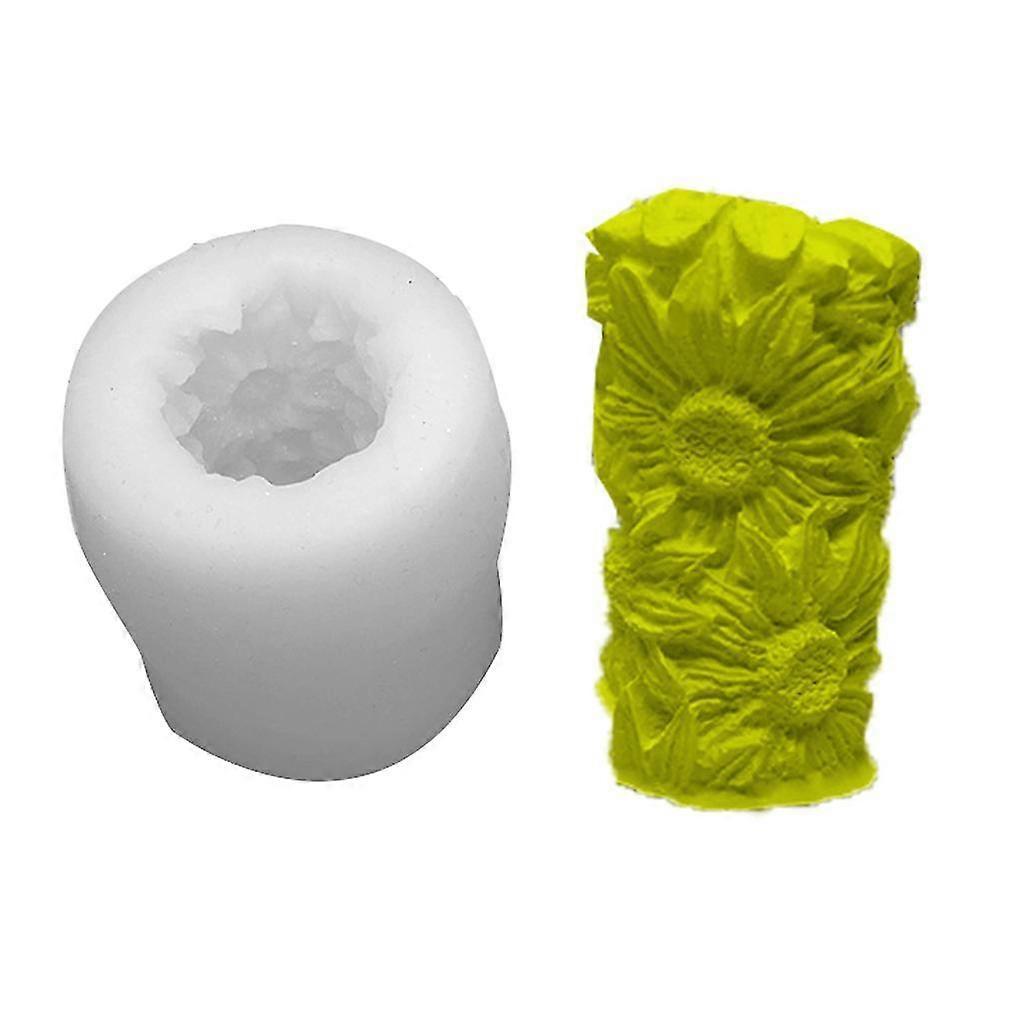 3d Cylindrical Sunflower Silicone Candle Mold Diy Craft Handmade Soap Cake Baking Fondant Chocolate Helianthus Mould