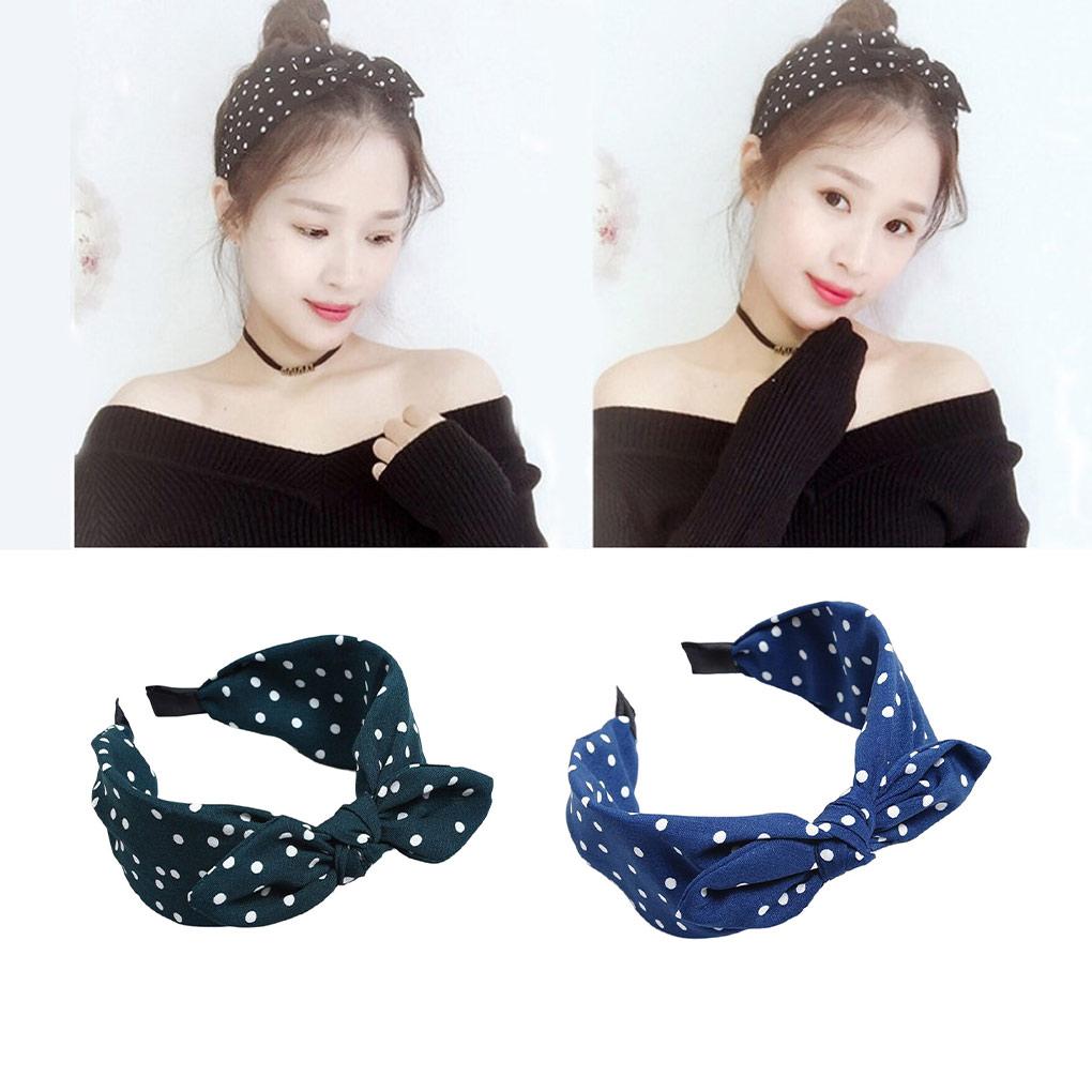 Süßes und modisches Damen-Stirnband mit Punktmuster, Schleife, geknoteten Haarbändern, Punktmuster-Stirnbändern