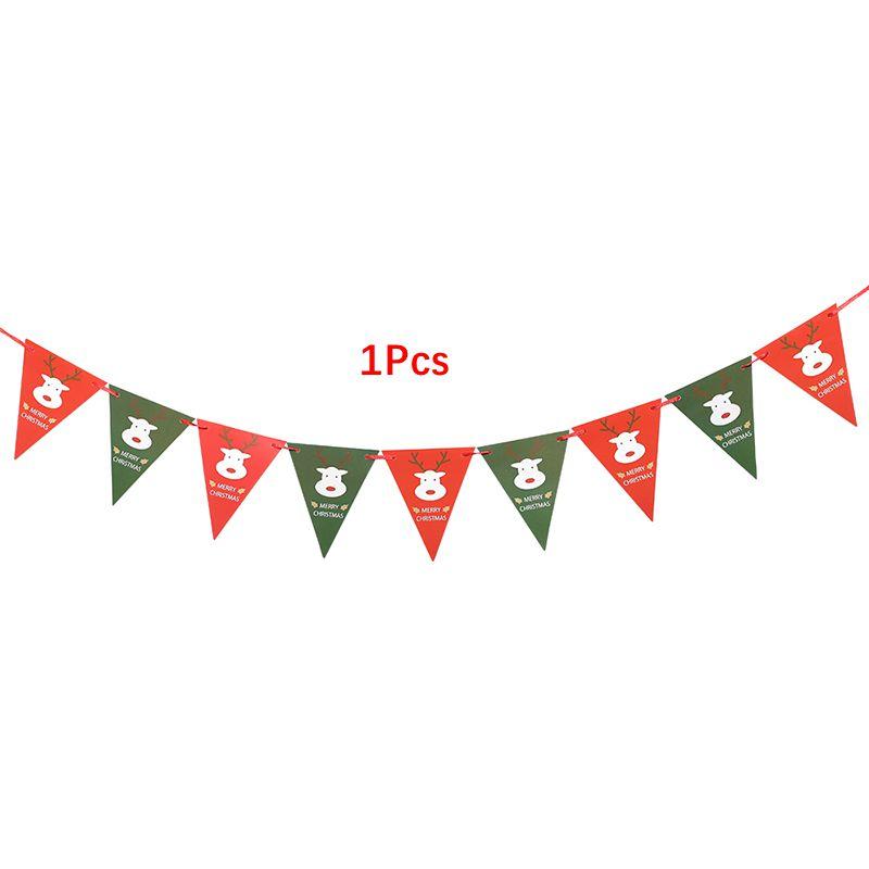 

1.5M Merry Christmas Canvas Banner Red Green Christmas Reindeer Pennant Banner for Home Room Decor Christmas Holiday Supplies